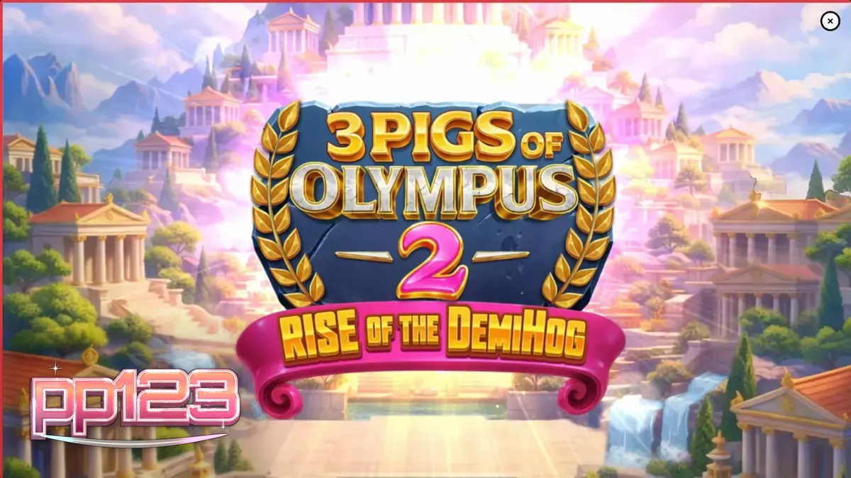 Tampilan visual slot 3 Pigs of Olympus 2 Rise of the DemiHog dengan tema mitologi Yunani