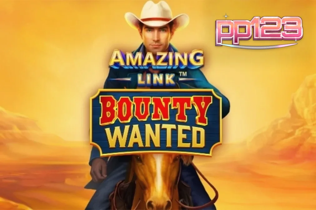 Tampilan visual slot Amazing Link Bounty Wanted dengan latar belakang gurun dan siluet koboi.